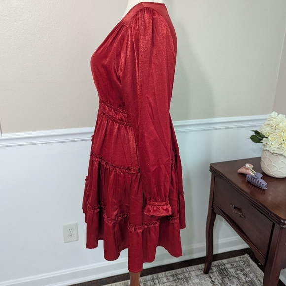3/$30 Maurices Shiny Red Dress - Picture 4 of 7